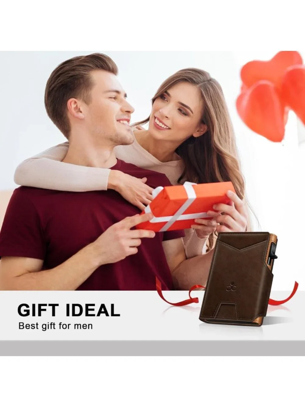 Slim Minimalist Wallet for Men - RFID Blocking, Pop-Up Card Holder, ID Window